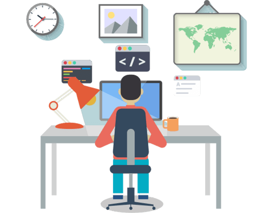 Vector Image of Man Doing Work on Computer