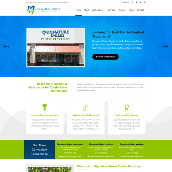 www.signaturesmilesct.com Web Page Screenshot